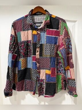 Vintage Y2K LUC MATTON Patchwork long sleeve Button-Up Shirt - Men's size XL